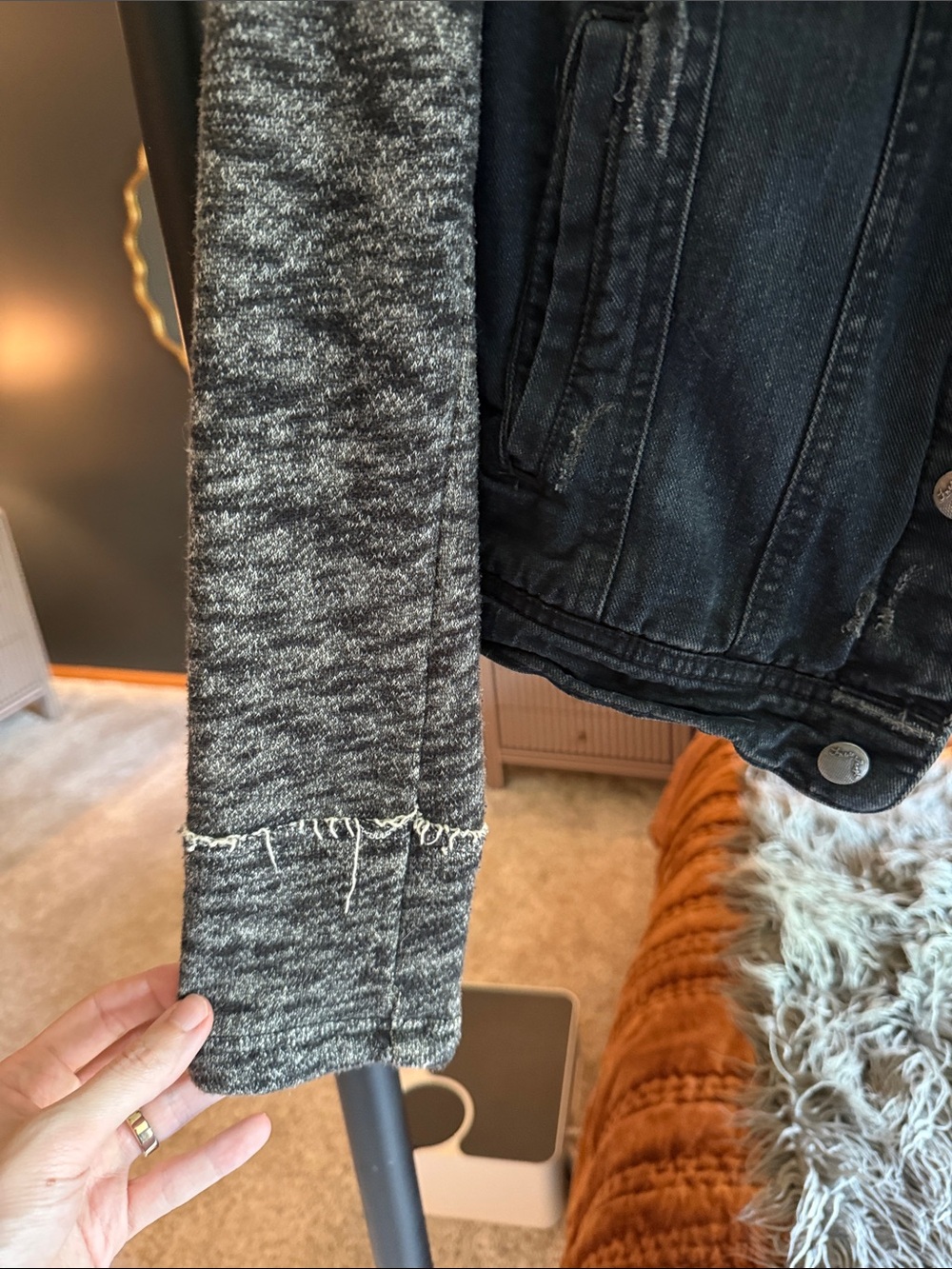 Free people denim and sweatshirt hoodie jean jacket - Picture 2 of 5